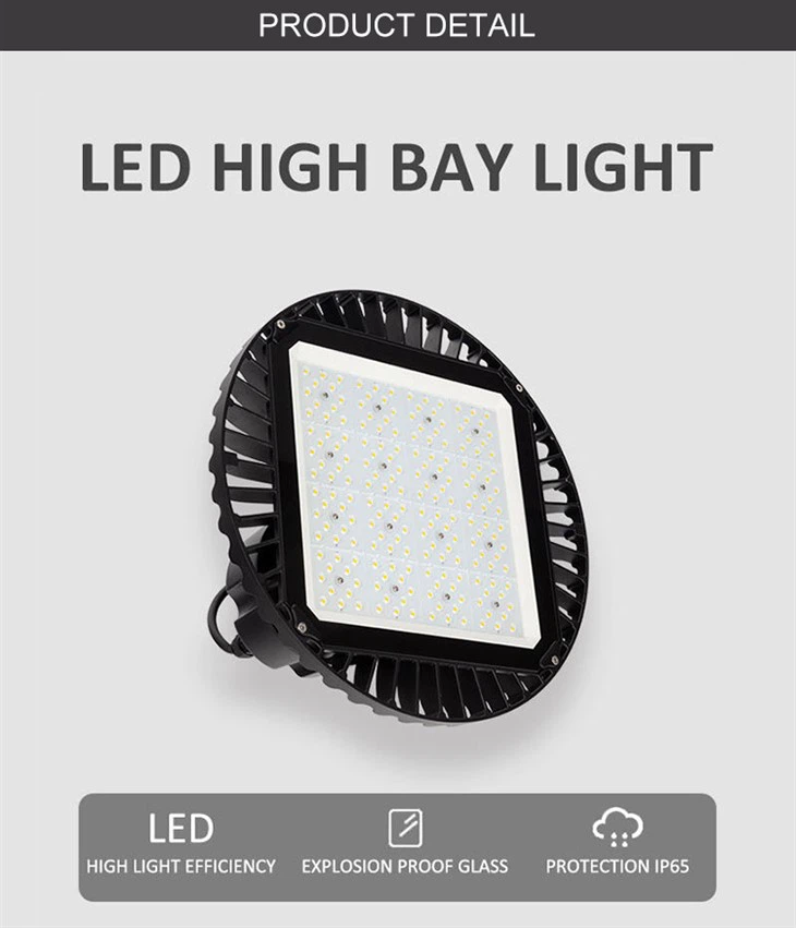 वेयरहाउस फ़ैक्टरी प्रकाश व्यवस्था के लिए 100W यूएफओ हाई बे लाइट