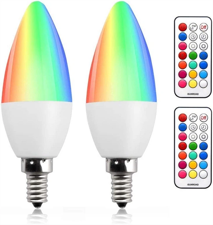 रंग बदलने वाला RGB E14 Dimmable LED मोमबत्ती बल्ब