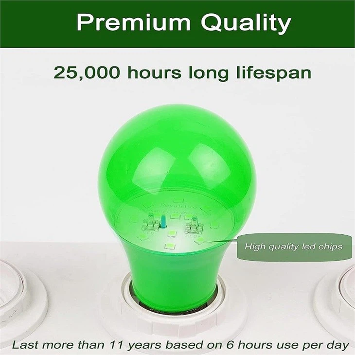 green light bulbs detail