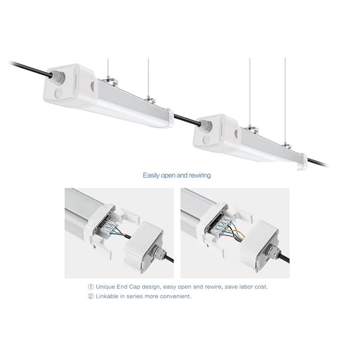 140LM/W माइक्रोवेव सेंसर एलईडी ट्राइप्रूफ लाइट्स 40W/60W IP65