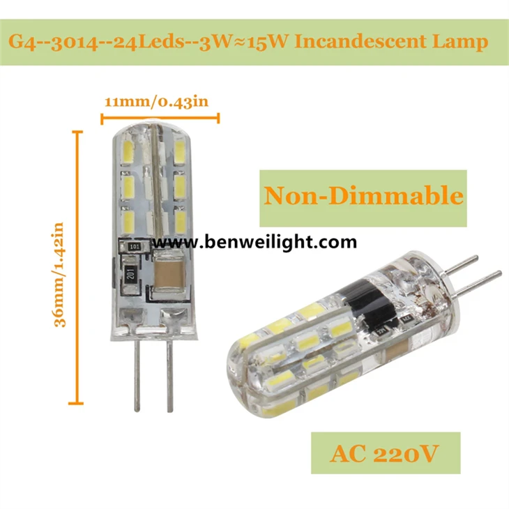 एलईडी कैप्सूल बल्ब: G4/G9/E14, 220V/12V AC/DC